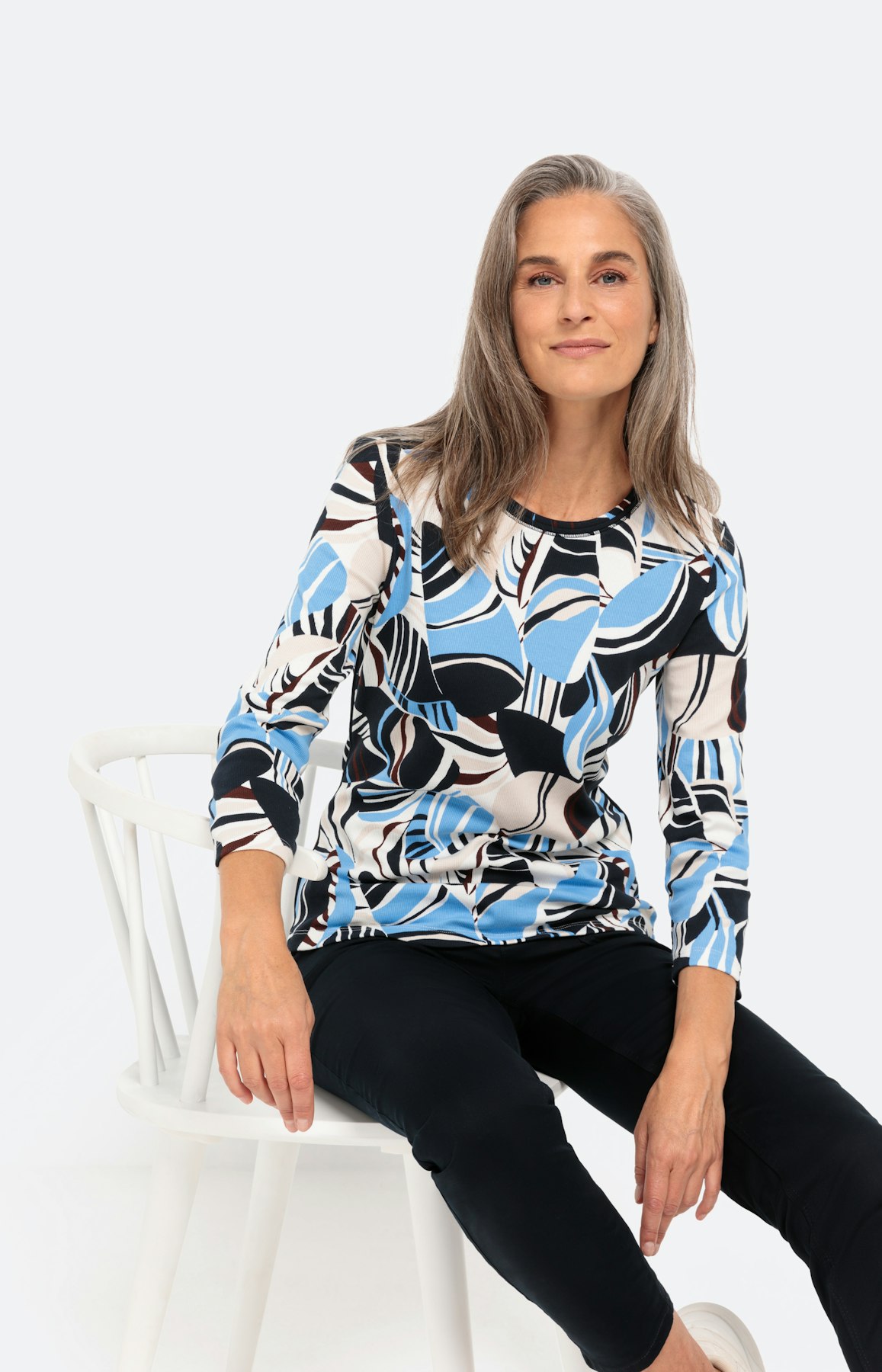 Shirt met 3/4-mouwen en print all-over