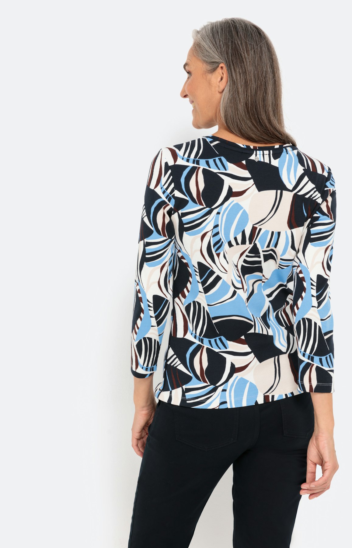 Shirt met 3/4-mouwen en print all-over