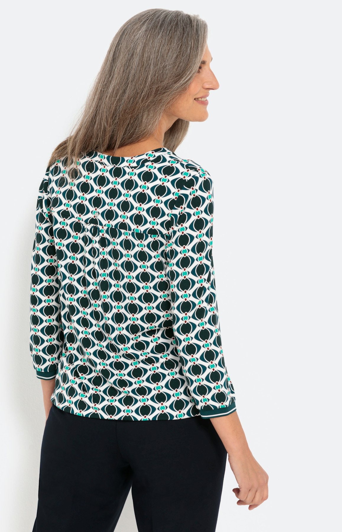 Shirt met 3/4-mouwen en print all-over
