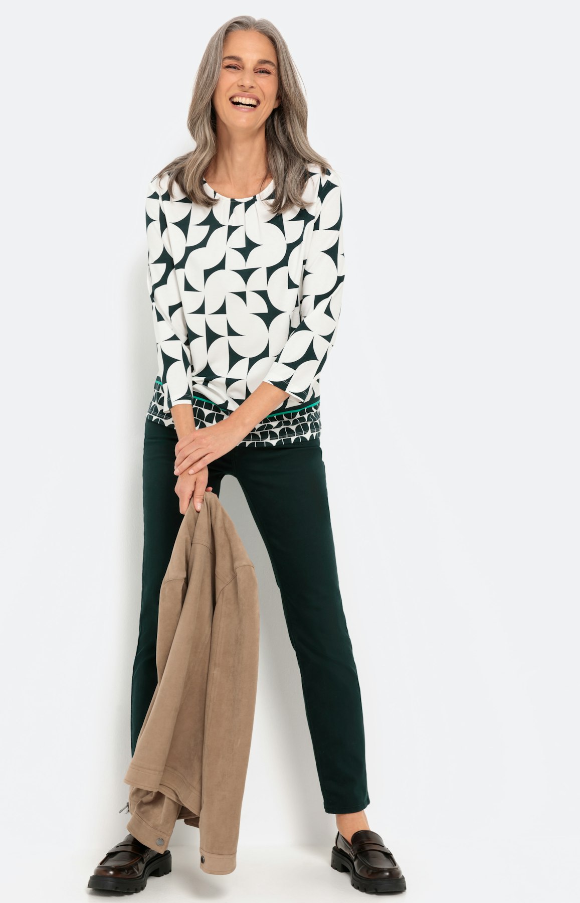 Gedessineerd shirt met 3/4-mouwen