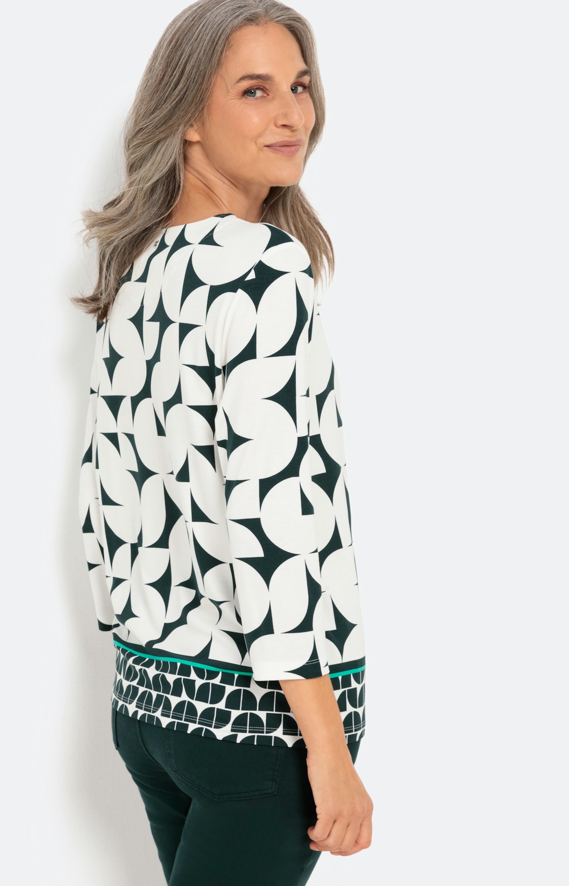 Gedessineerd shirt met 3/4-mouwen