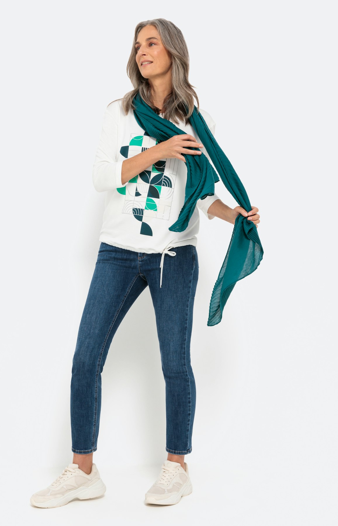 Shirt met 3/4-mouwen en tunnelkoord