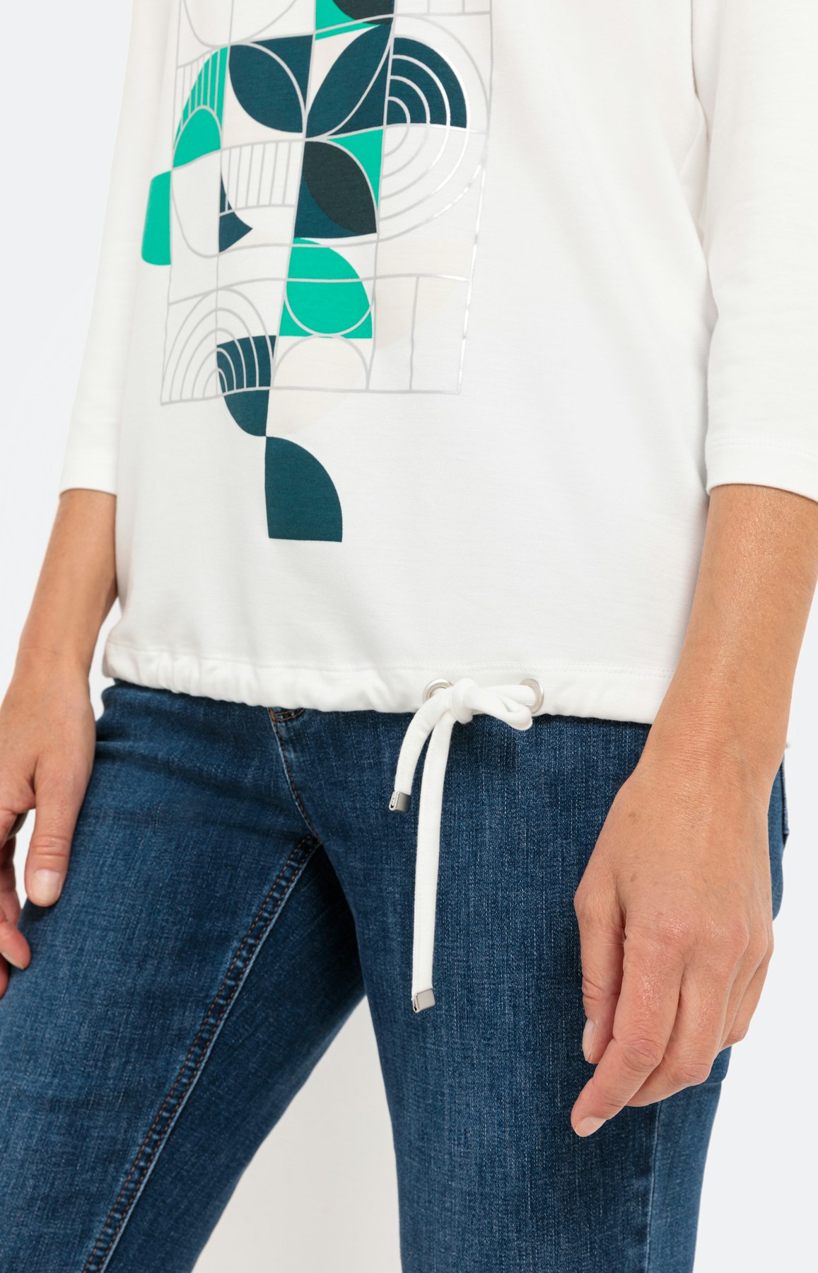 Shirt met 3/4-mouwen en tunnelkoord