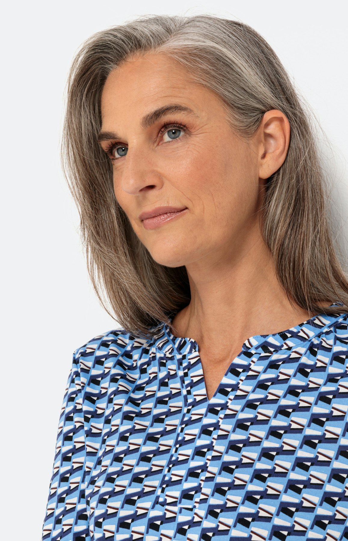 Shirt met minimal-dessin en 3/4-mouwen