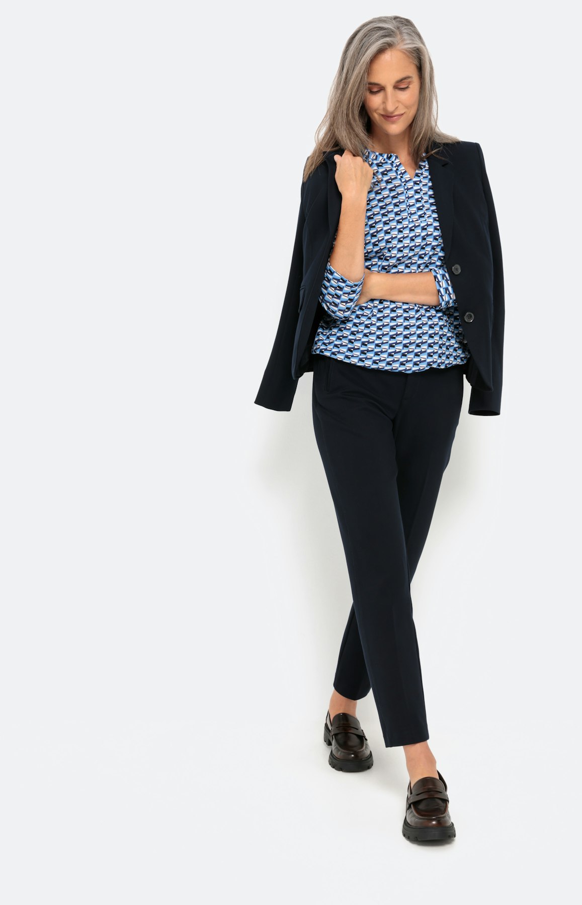 Shirt met minimal-dessin en 3/4-mouwen