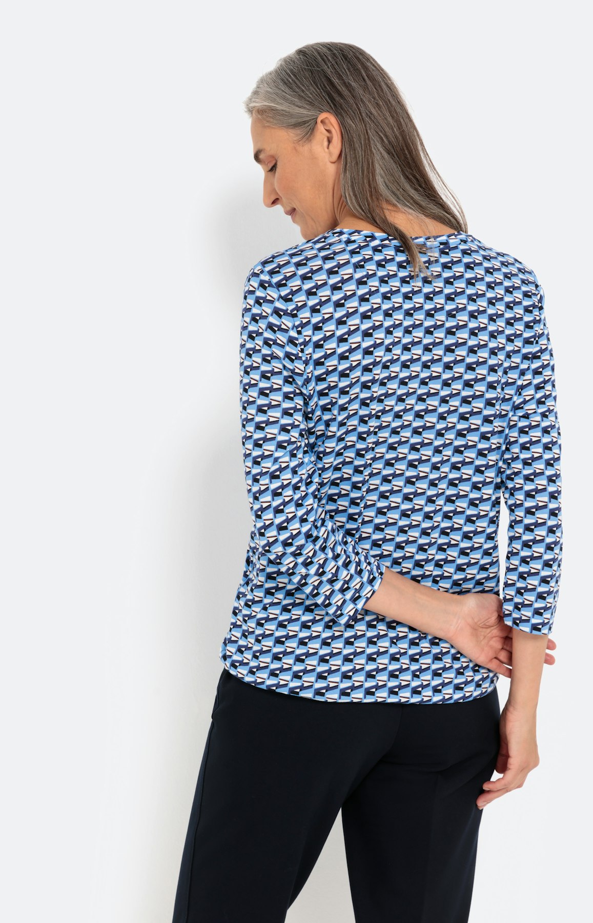 Shirt met minimal-dessin en 3/4-mouwen