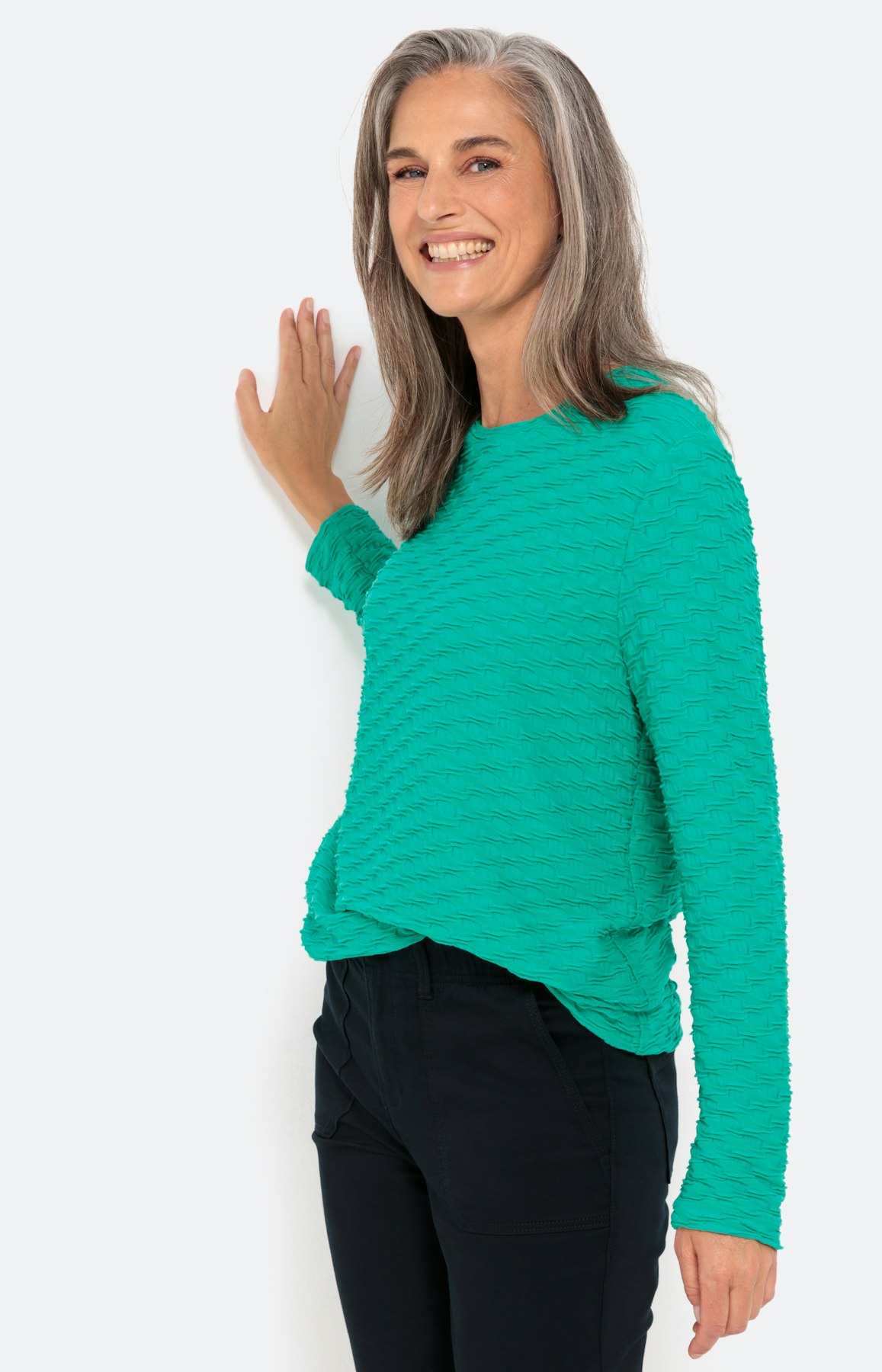 Shirt met lange mouwen en golfstructuur