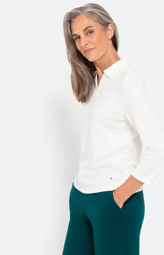 Shirt mit 3/4-Arm und Umlegekragen