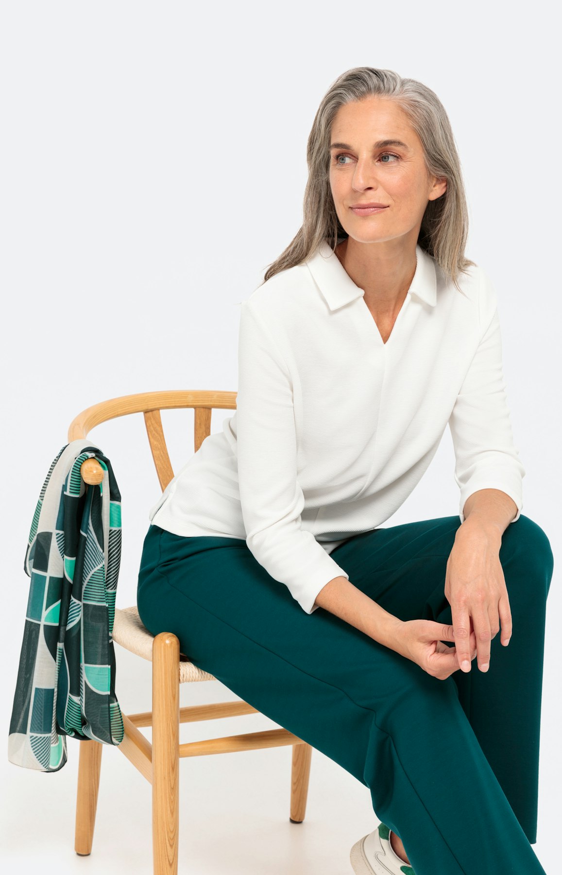 Shirt mit 3/4-Arm und Umlegekragen