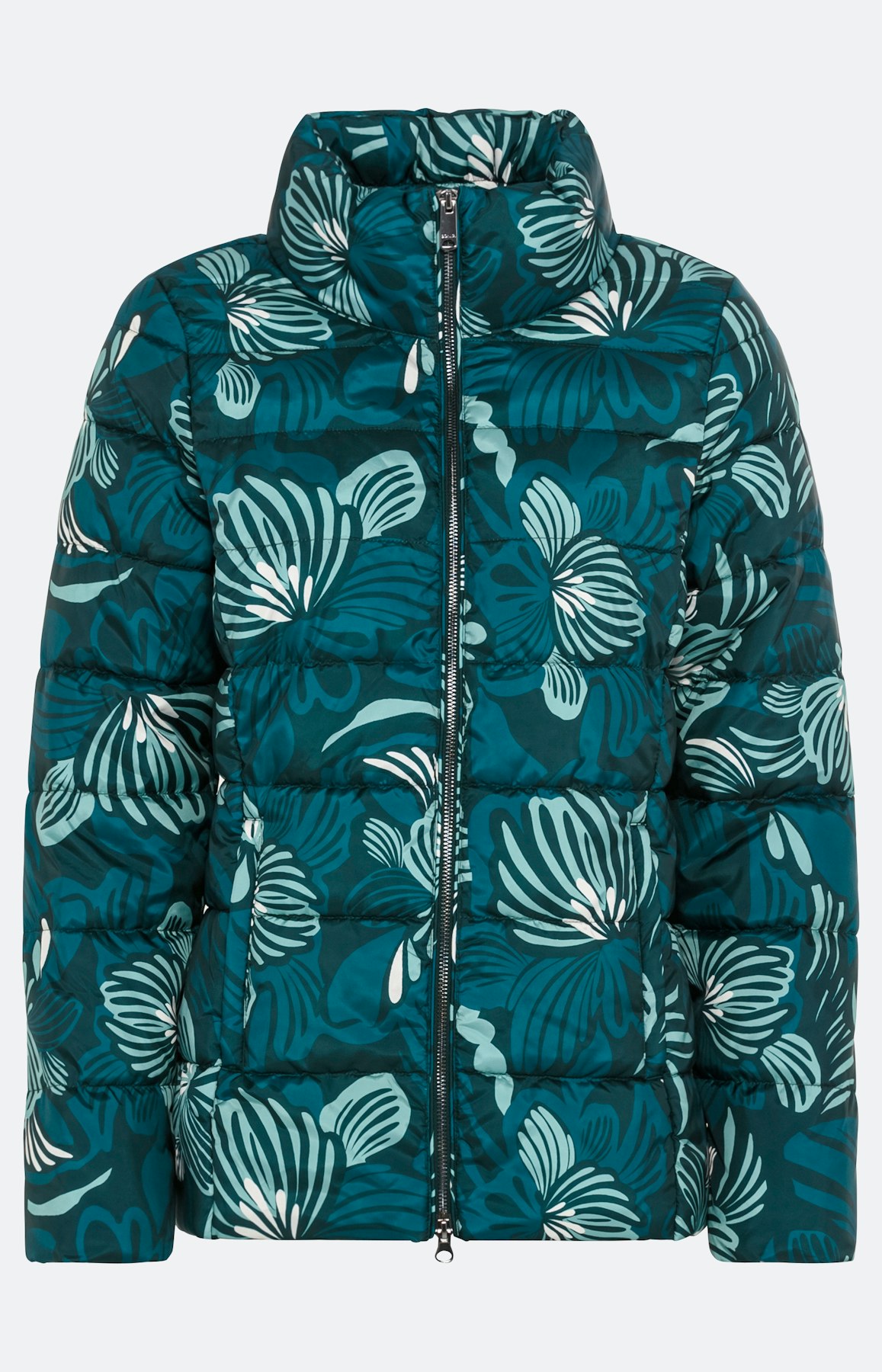 Steppjacke mit Blumenmotiv, dunkelgrün