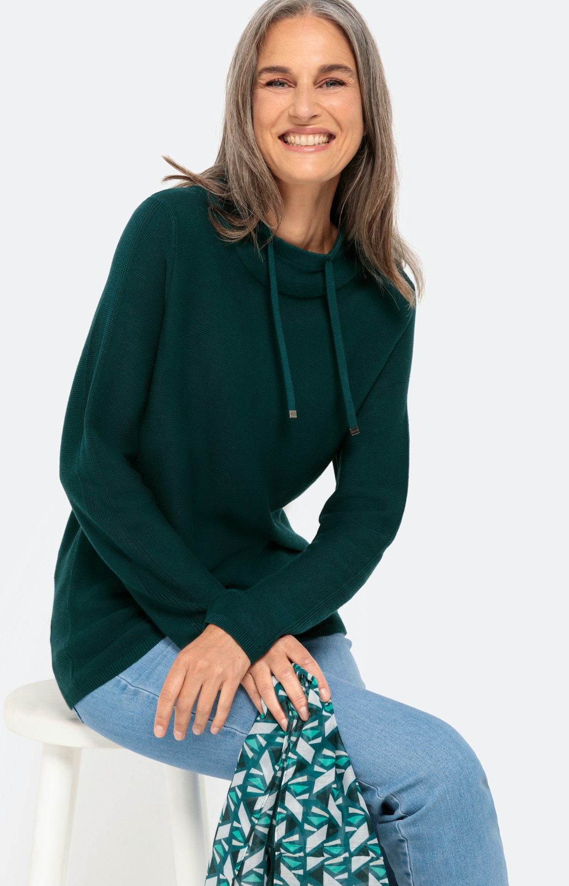 Pullover mit langem Arm und Stehkragen