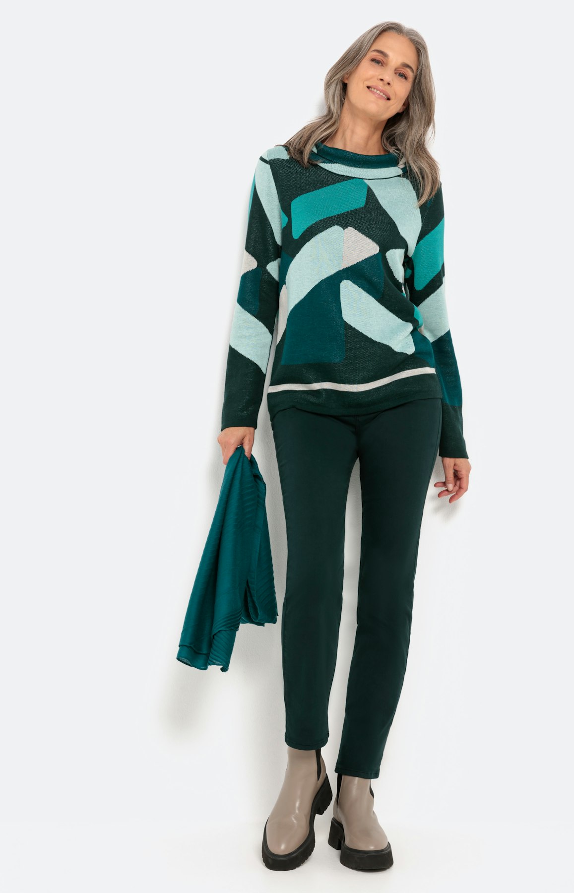 Trui met lange mouwen in jacquard-look