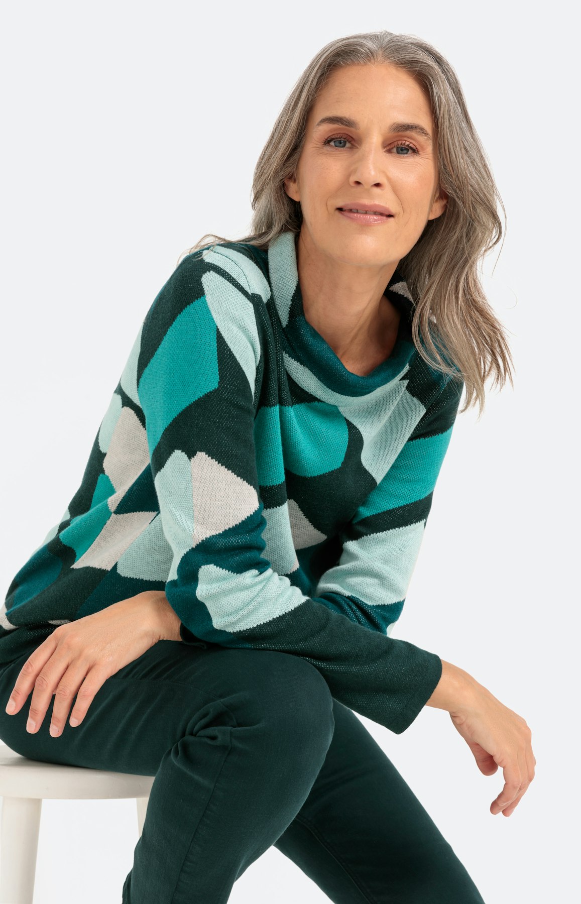 Trui met lange mouwen in jacquard-look