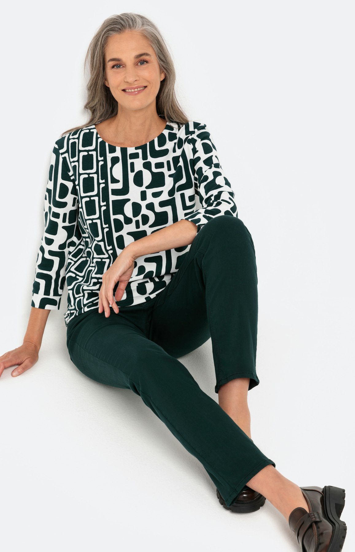 Gedessineerd sweatshirt met 3/4-mouwen