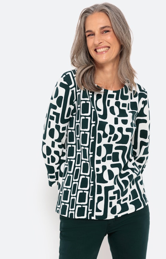 Gemustertes Sweatshirt mit 3/4-Arm