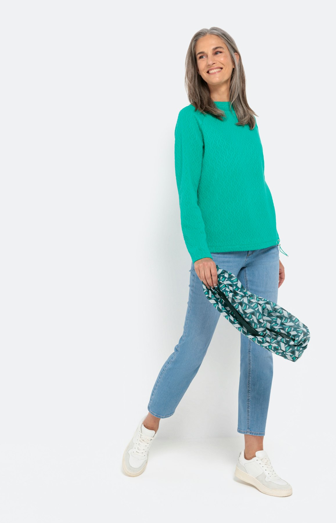 Sweatshirt met hoge kraag en tunnelkoord