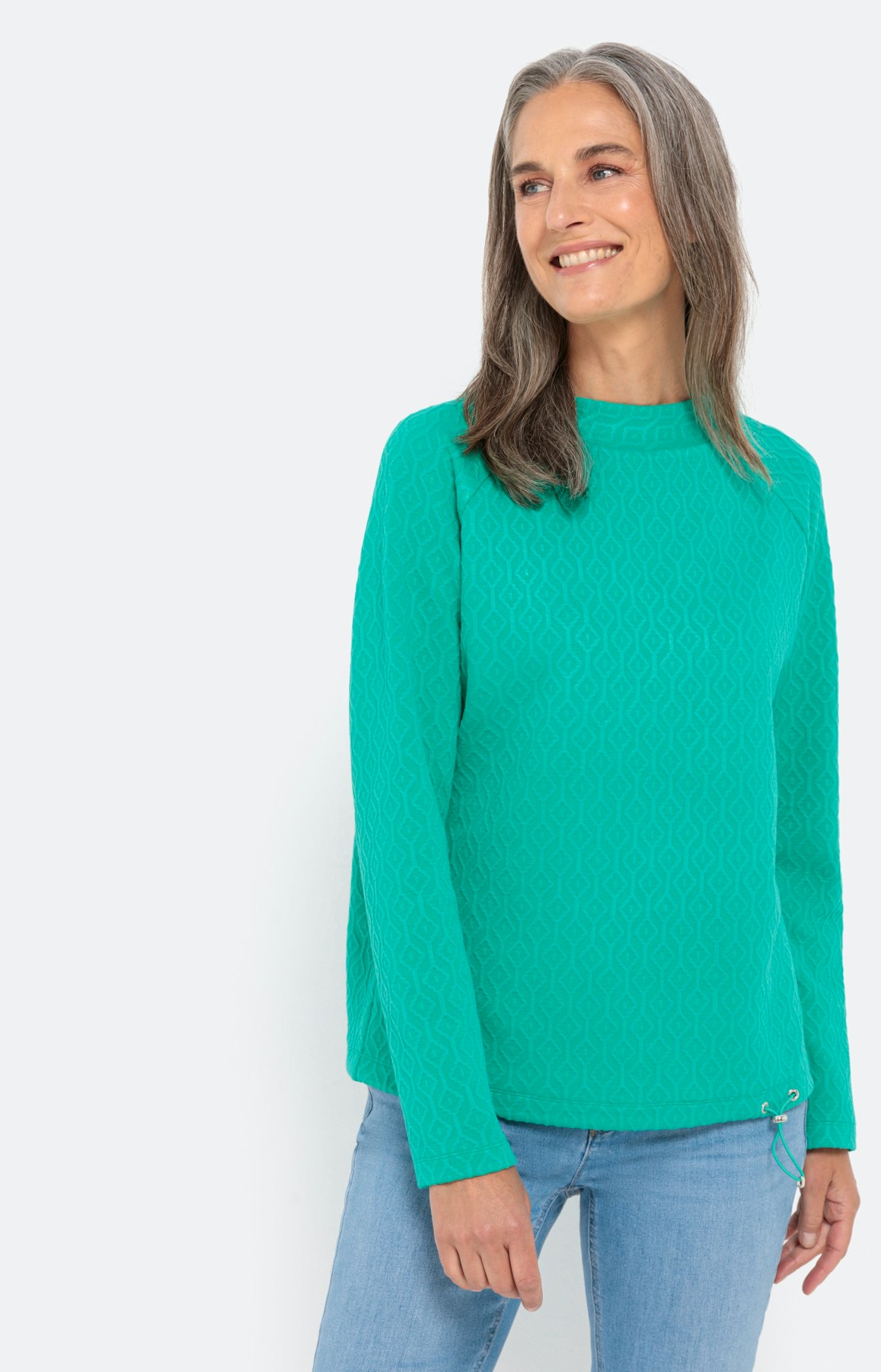 Sweatshirt met hoge kraag en tunnelkoord