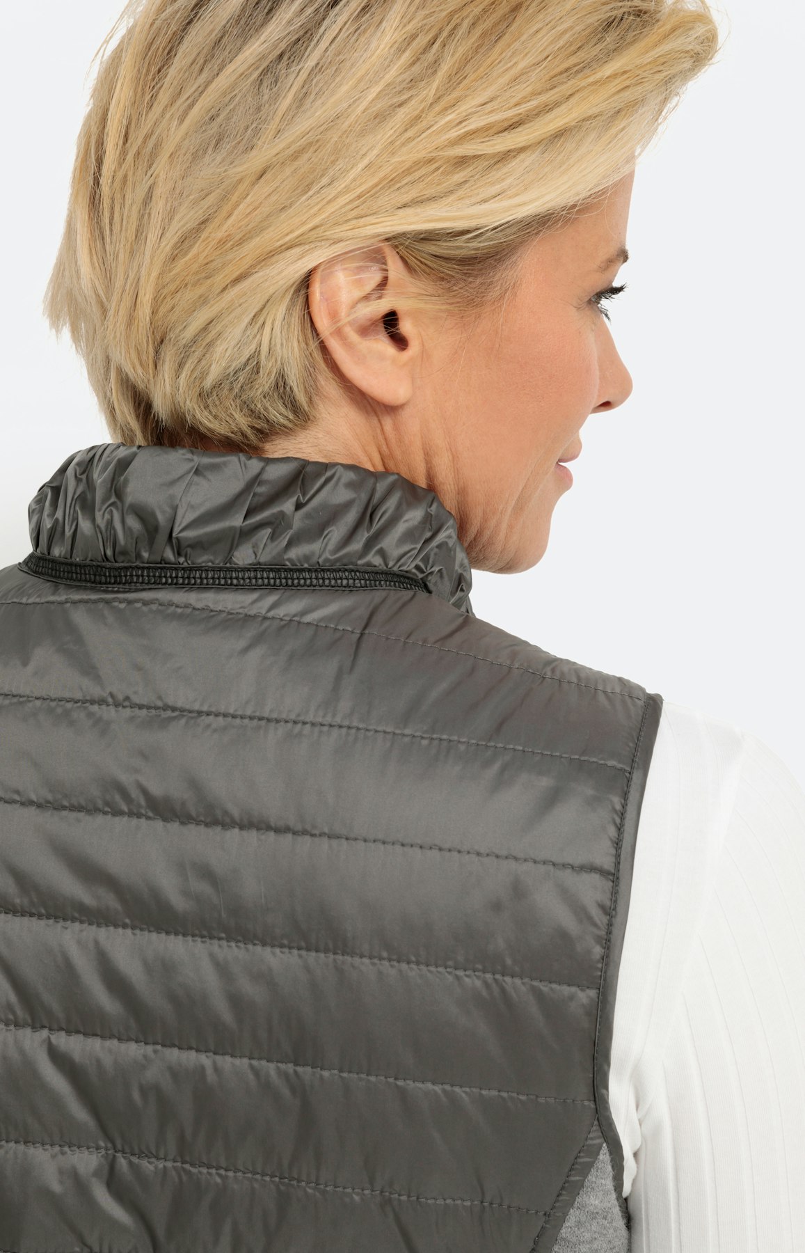 Weste mit Materialmix, grau