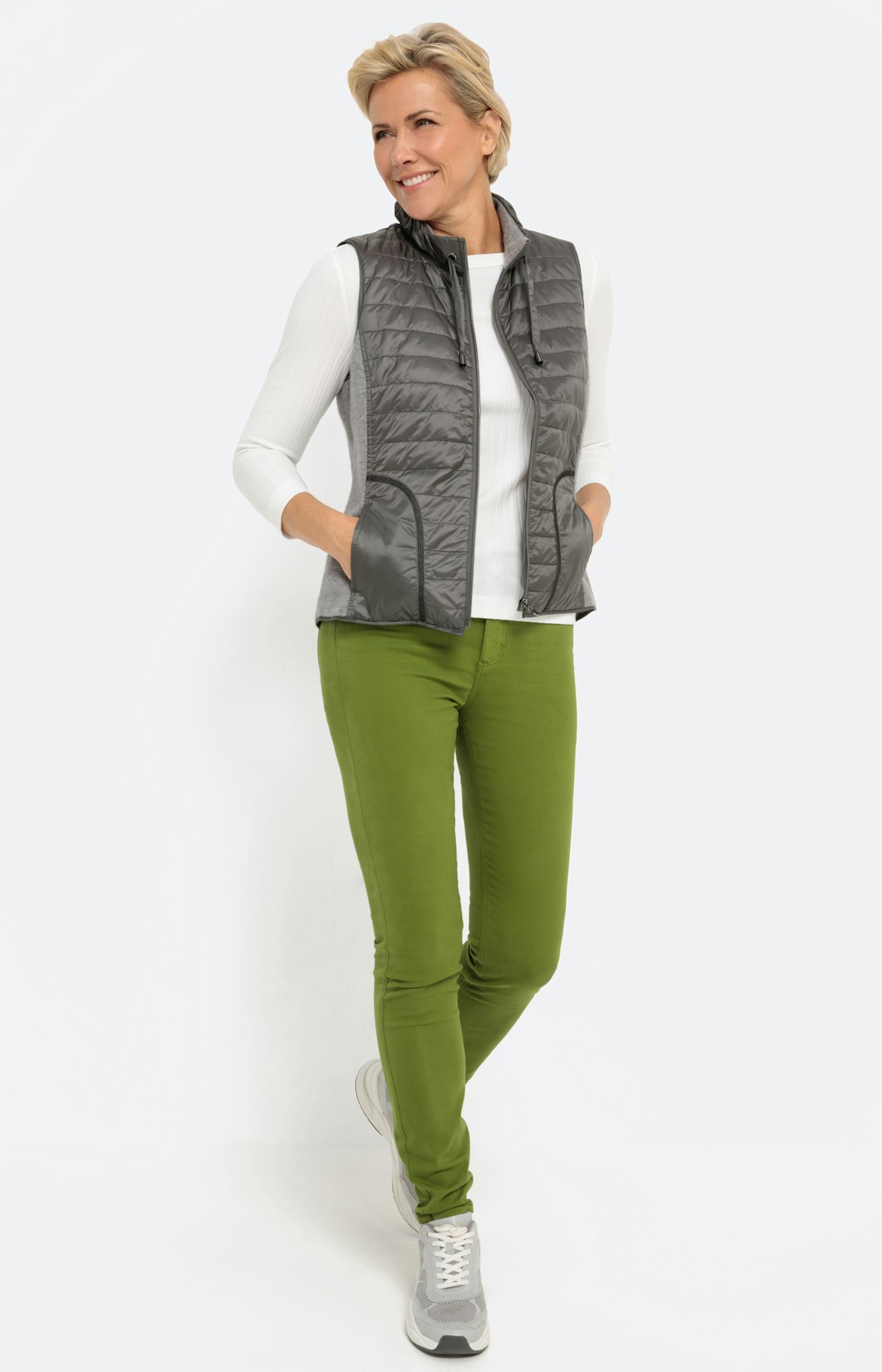 Weste mit Materialmix, grau