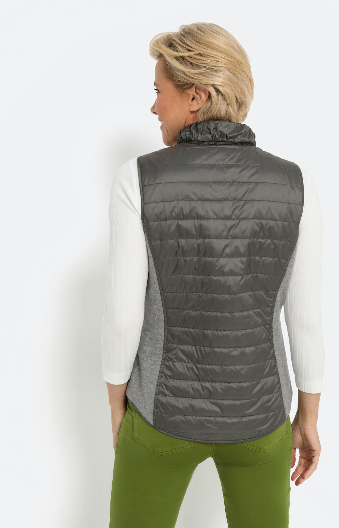 Weste mit Materialmix, grau