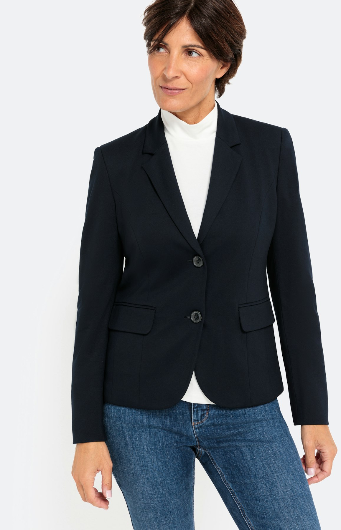Basic blazer in jersey, navy