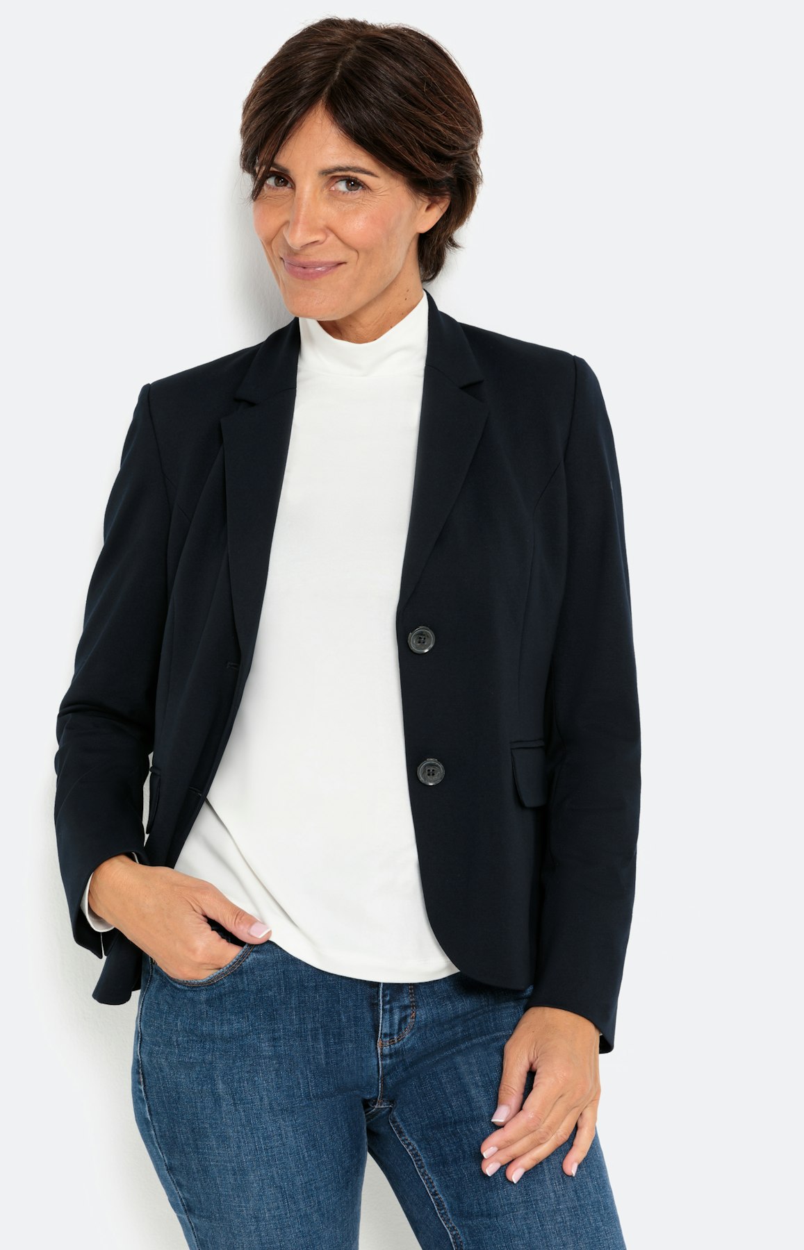 Basic blazer in jersey, navy