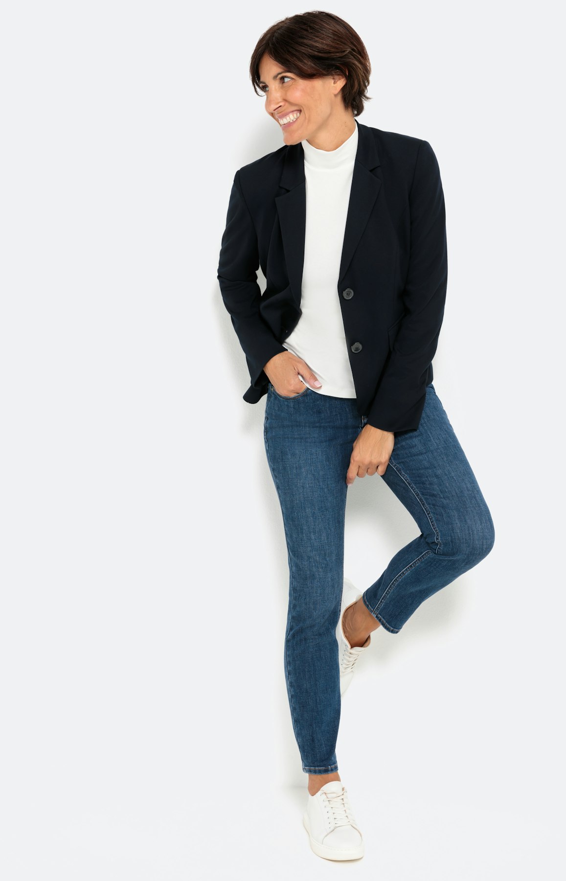 Basic blazer in jersey, navy