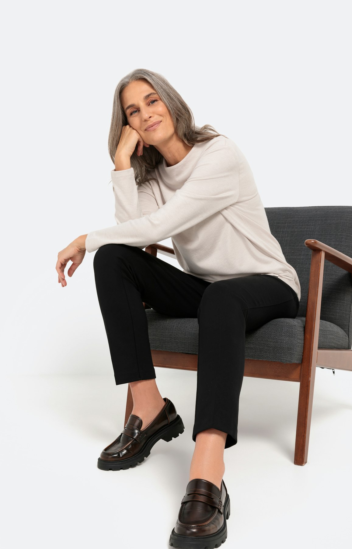 Langarmshirt mit Stehkragen