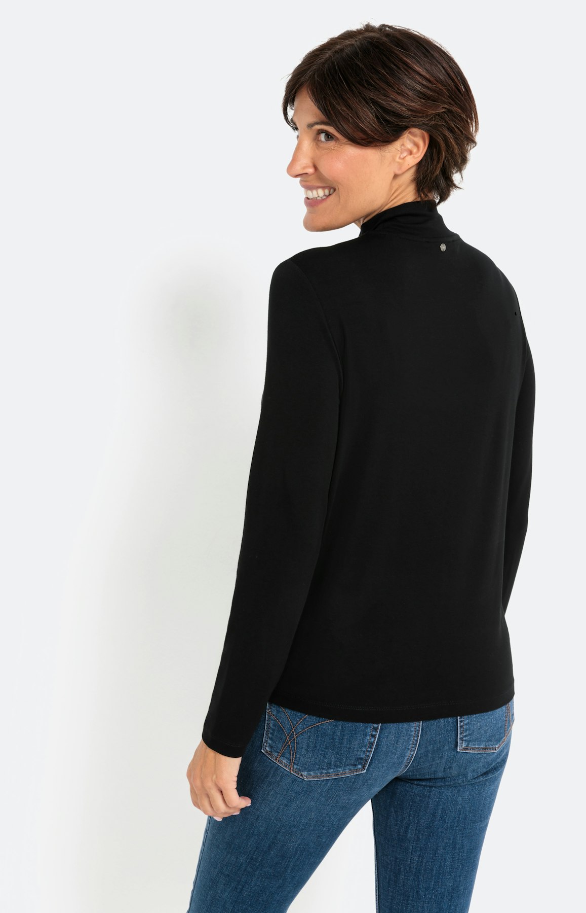 Basic T-shirt met 1/1 mouw, zwart