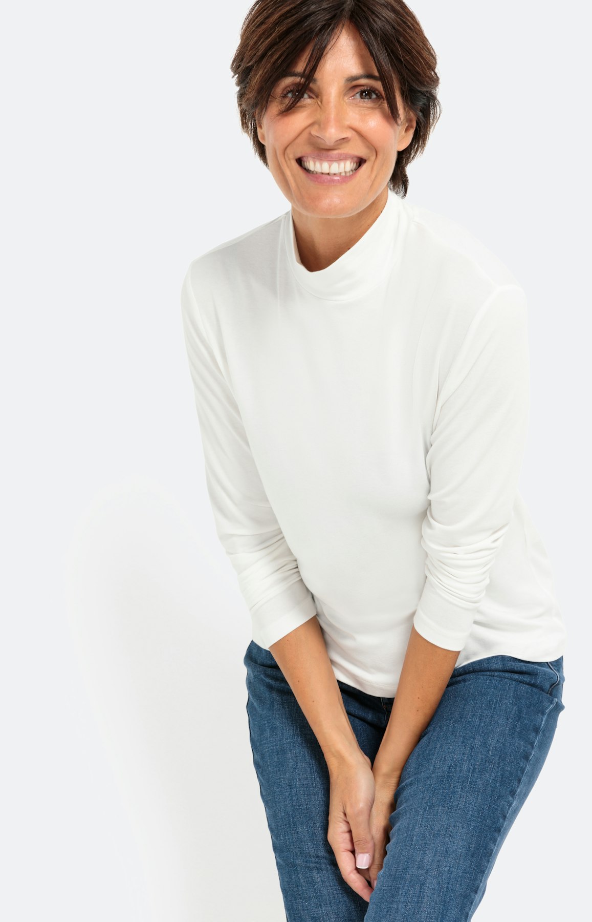 Basic T-shirt met 1/1 mouw, wit