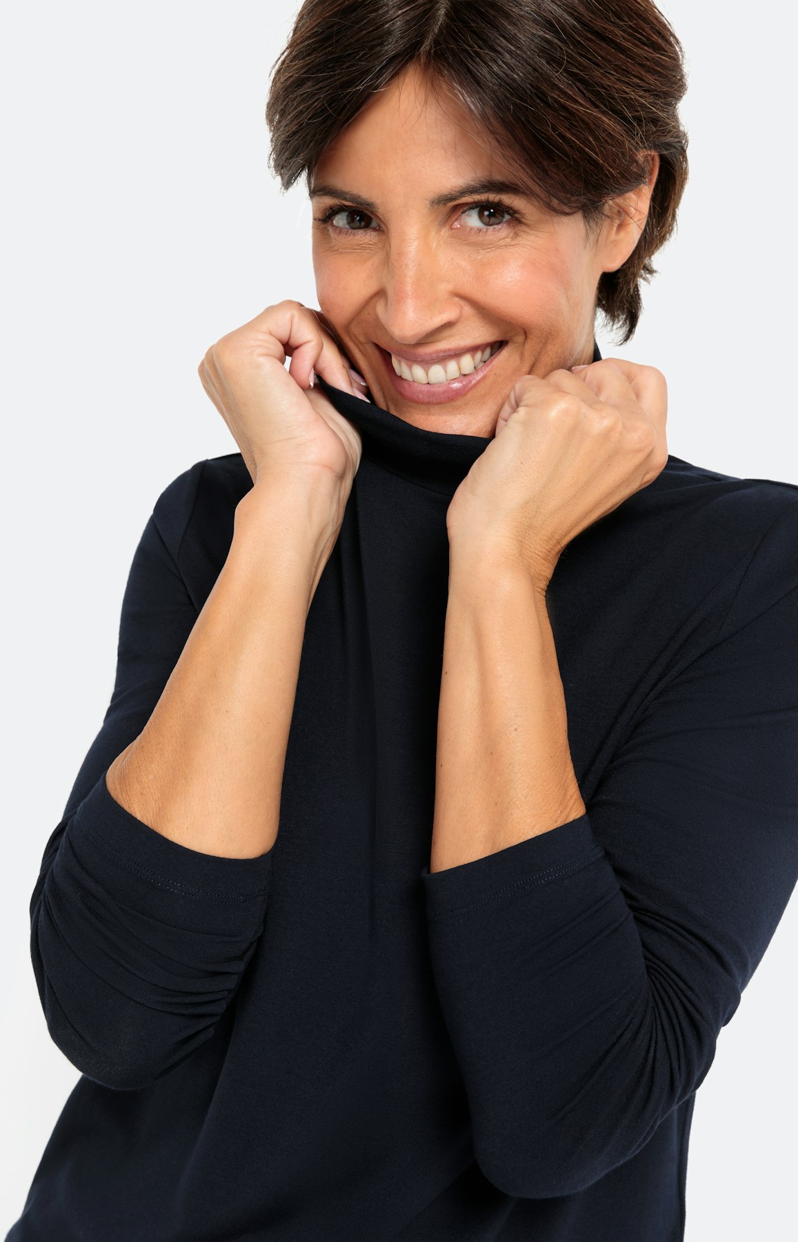 Basic T-shirt met 1/1 mouw, navy