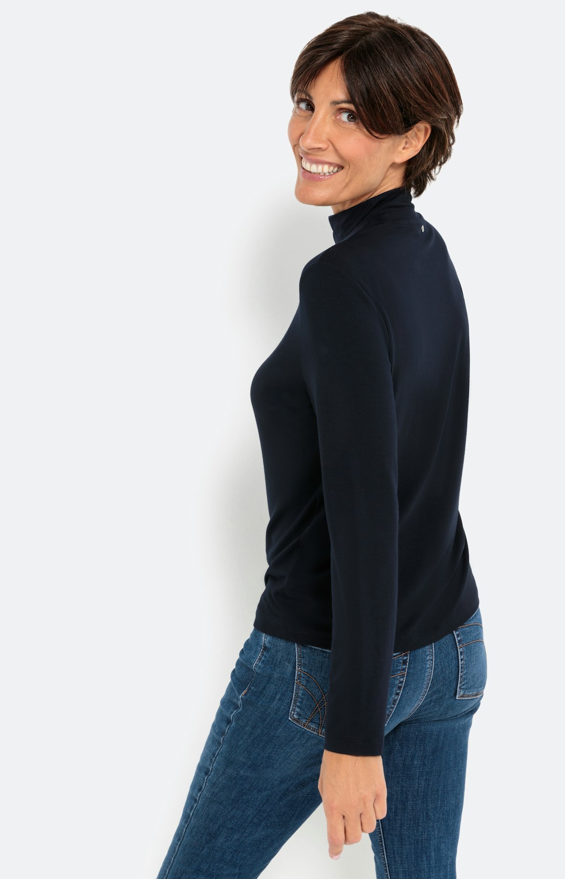 Basic T-shirt met 1/1 mouw, navy