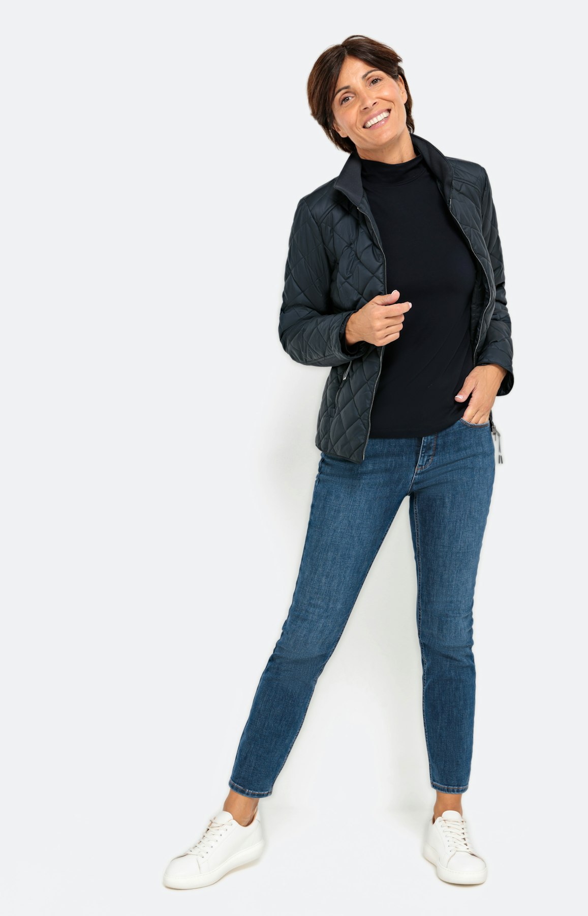 Basic T-shirt met 1/1 mouw, navy