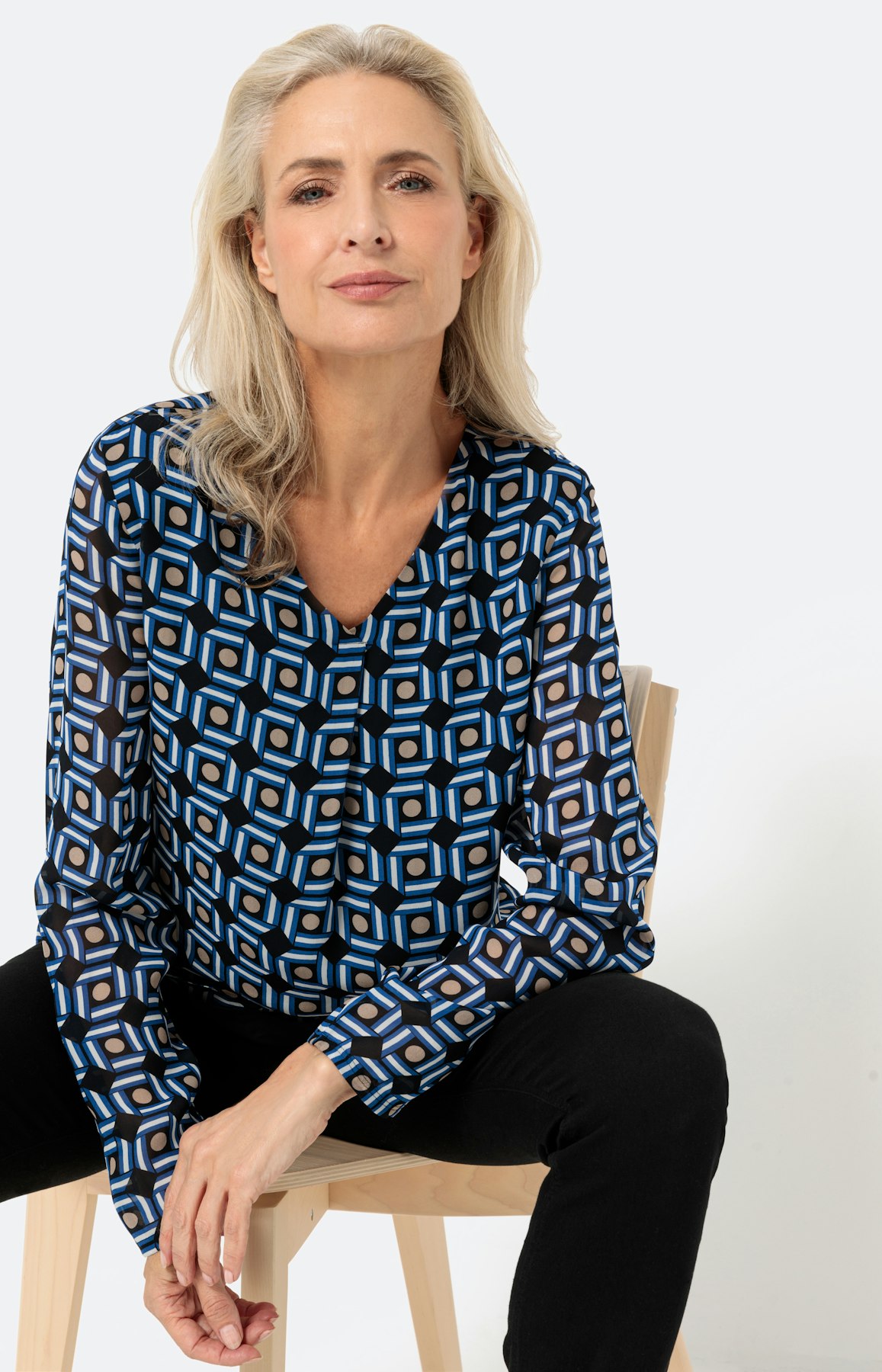 Chiffon-Blusenshirt mit langem Ärmel