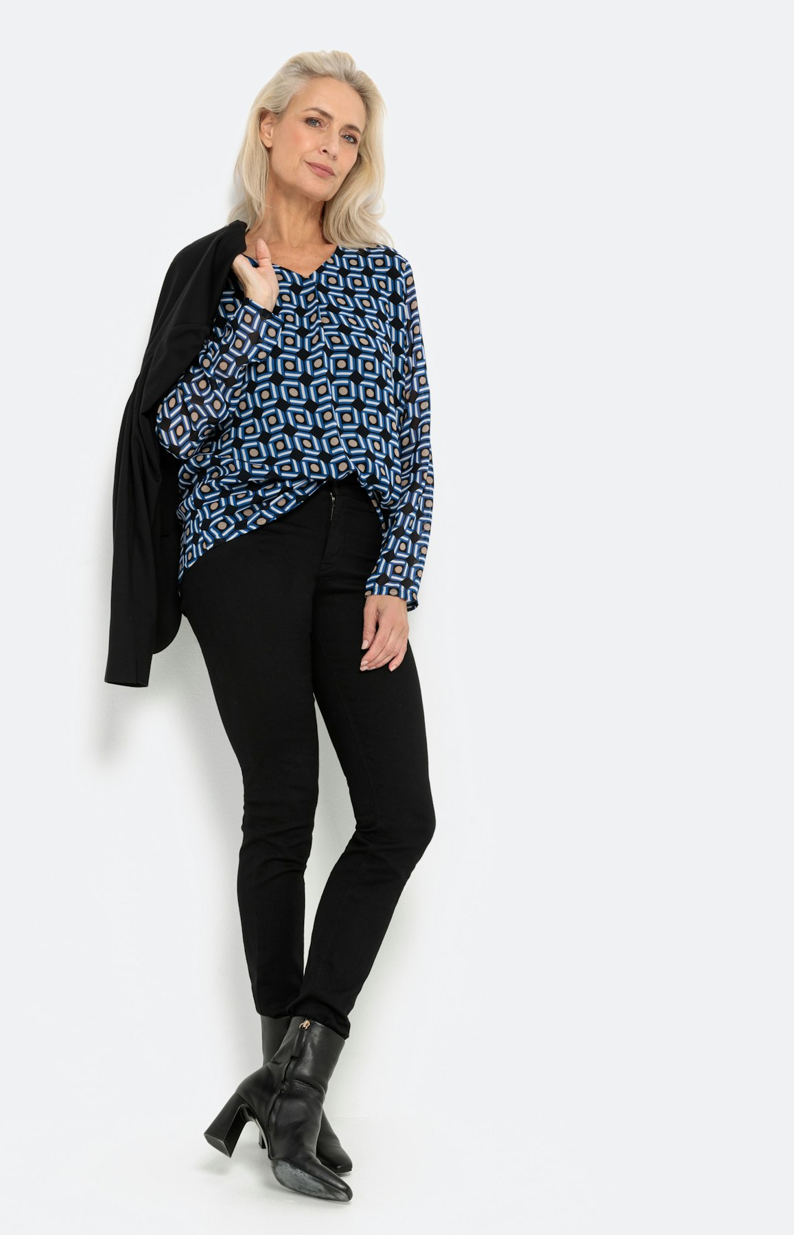 Chiffon-Blusenshirt mit langem Ärmel