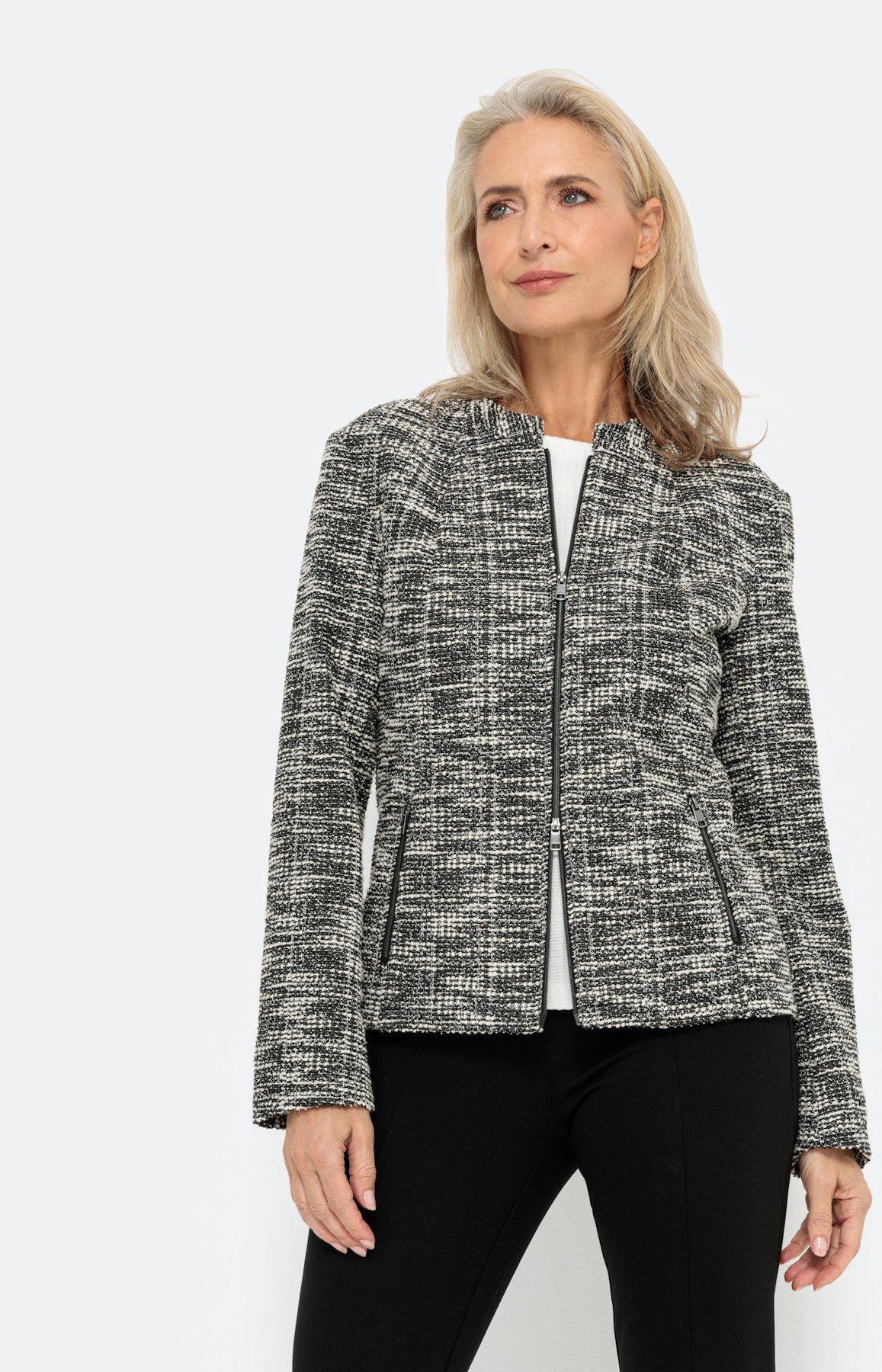 Smalle blazer in bouclé-look