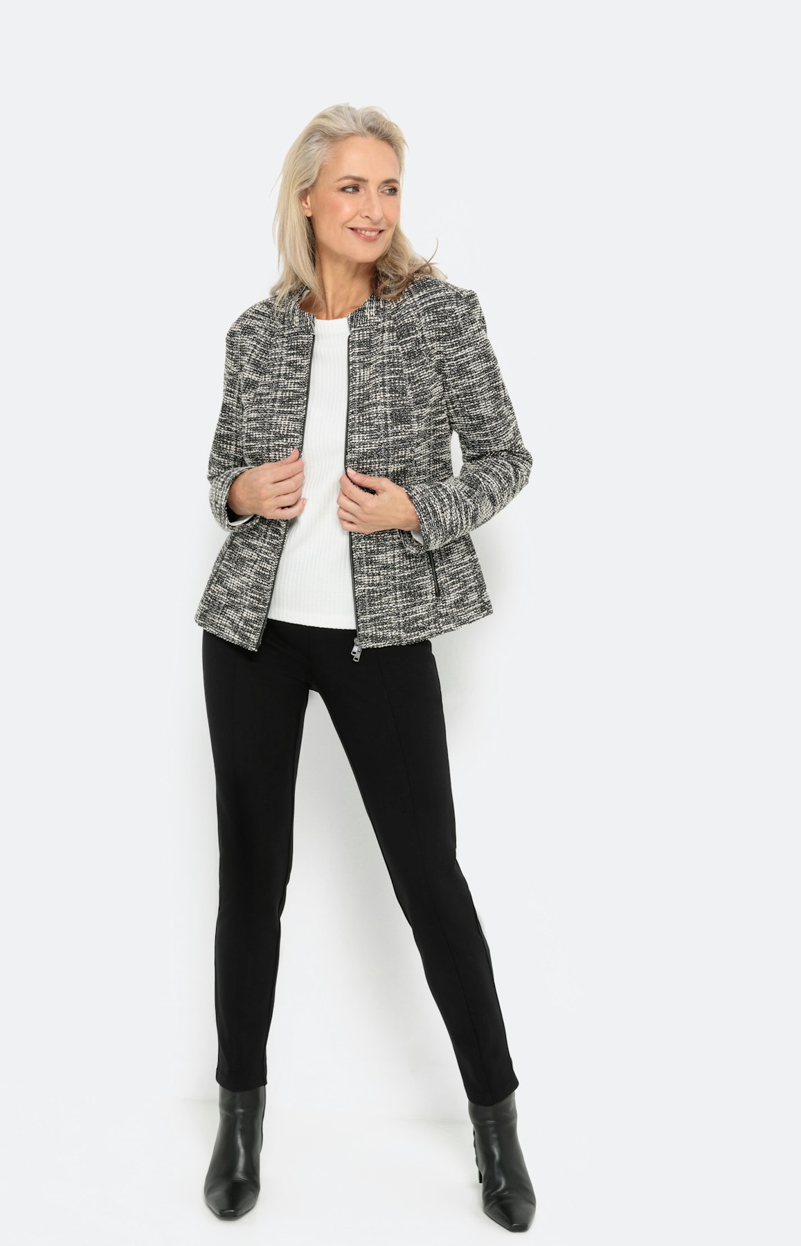Smalle blazer in bouclé-look