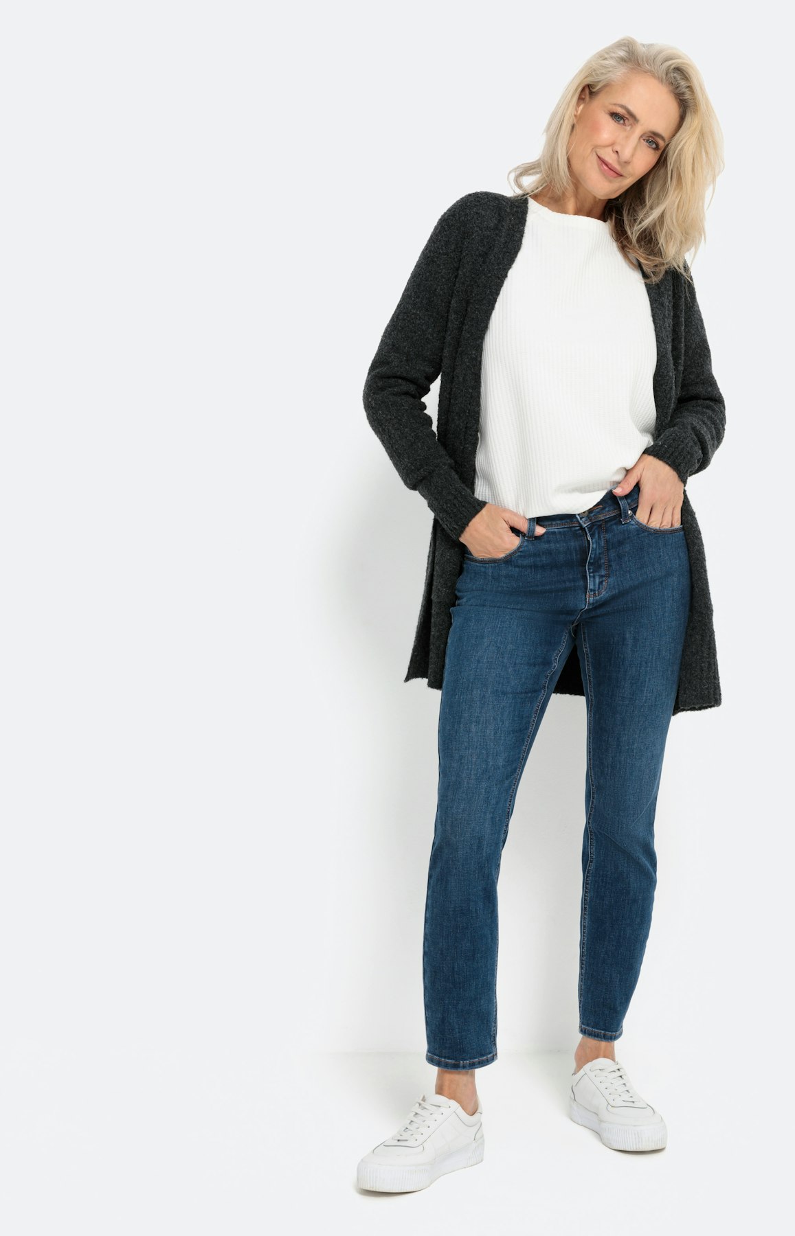 Offener Cardigan in Bouclé-Optik