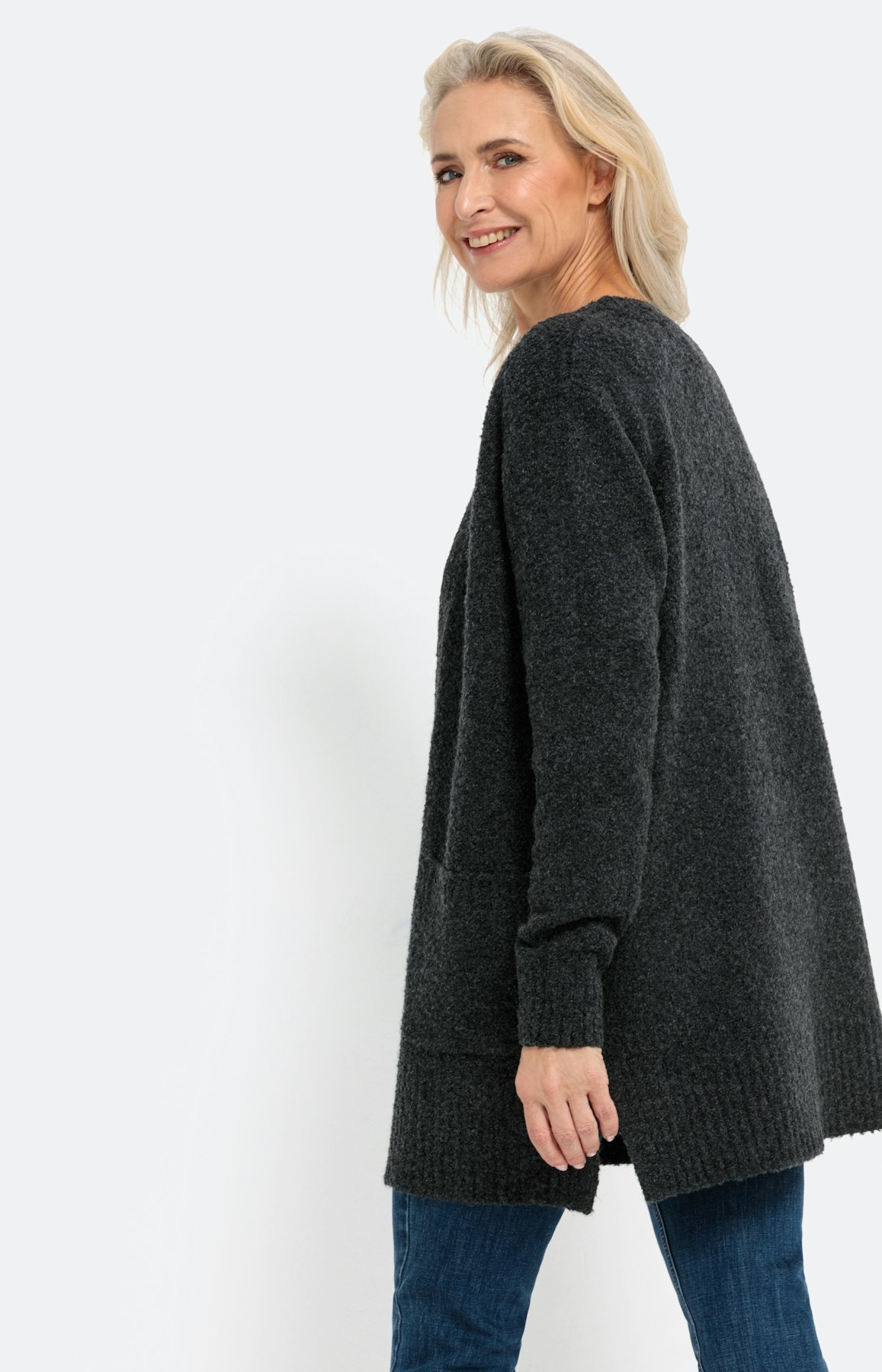 Offener Cardigan in Bouclé-Optik