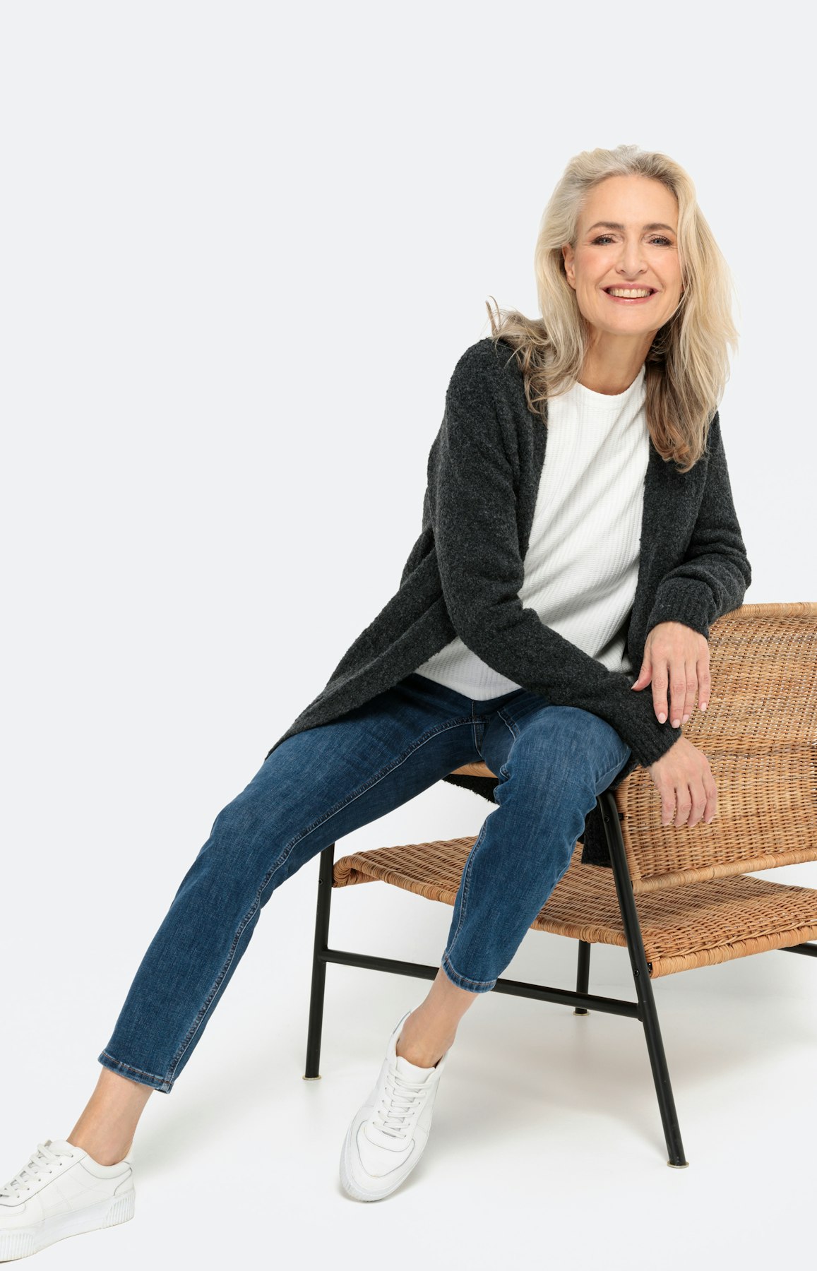 Offener Cardigan in Bouclé-Optik