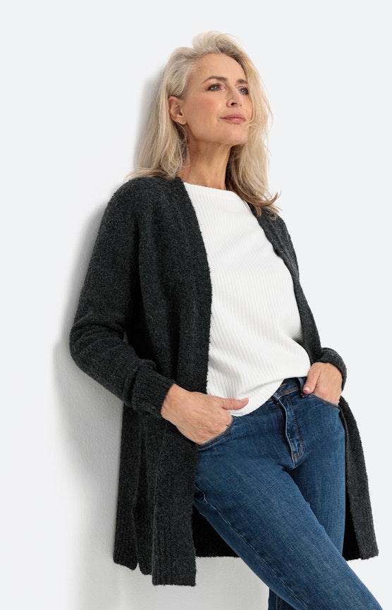 Offener Cardigan in Bouclé-Optik