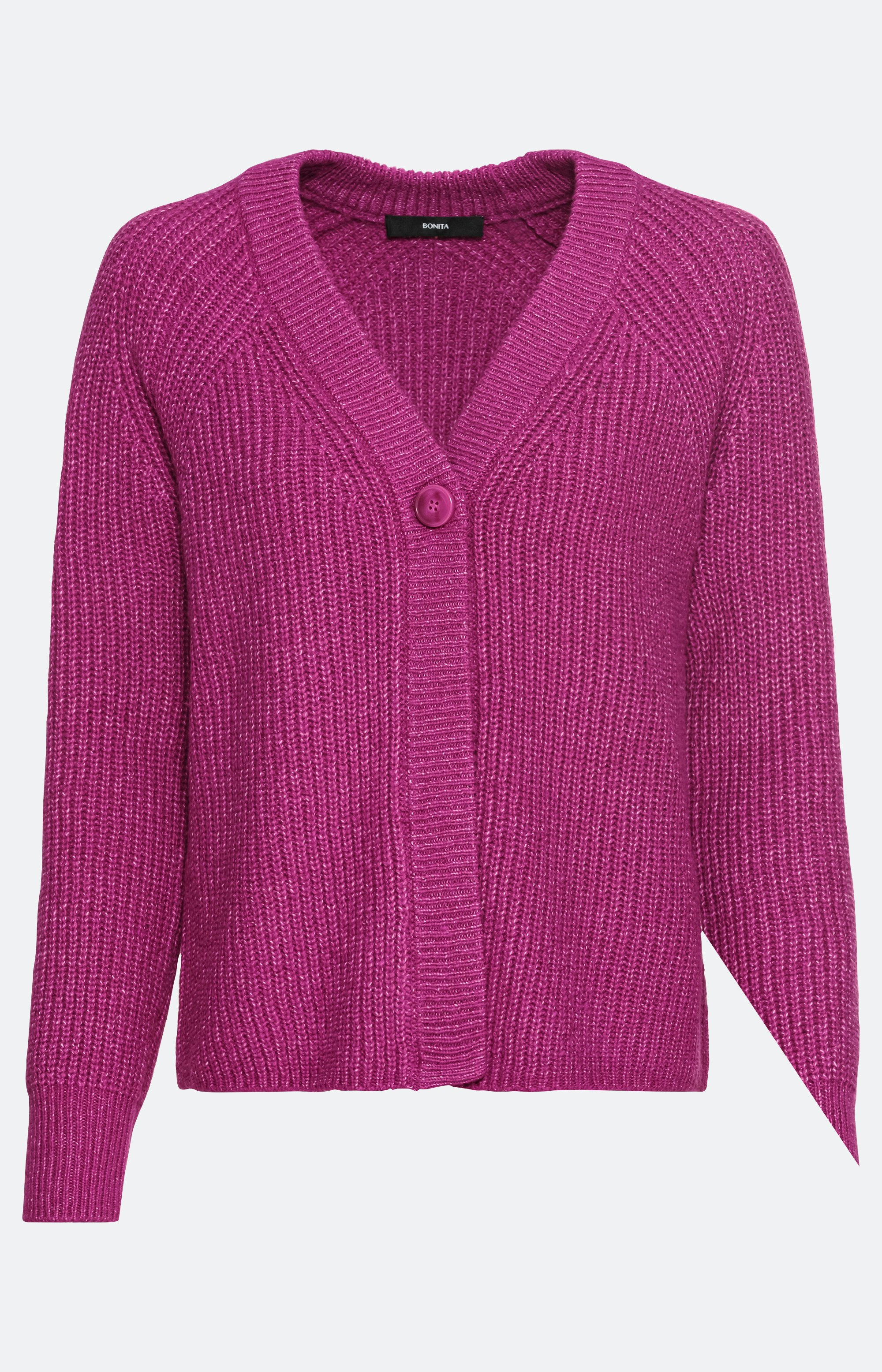 Strickjacke mit Raglanärmel und gerippten Details – Bonita