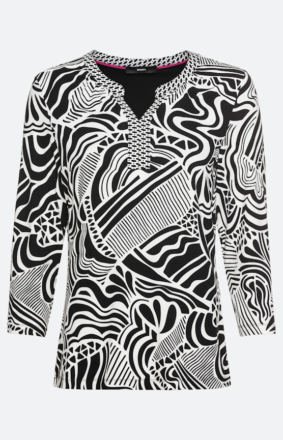 Shirt in all-over design met 3/4-mouwen