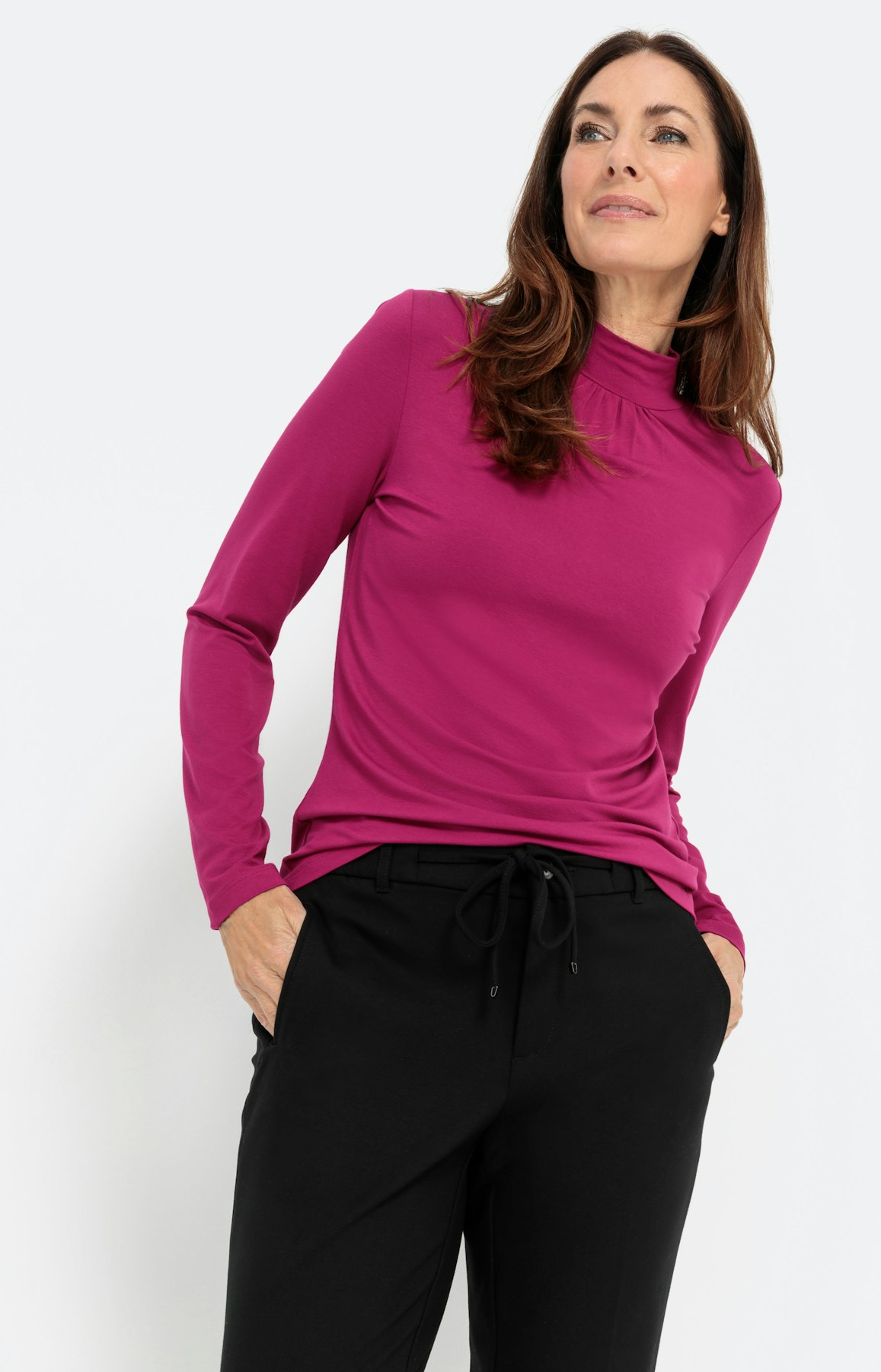 Unifarbenes Langarmshirt mit Rollkragen