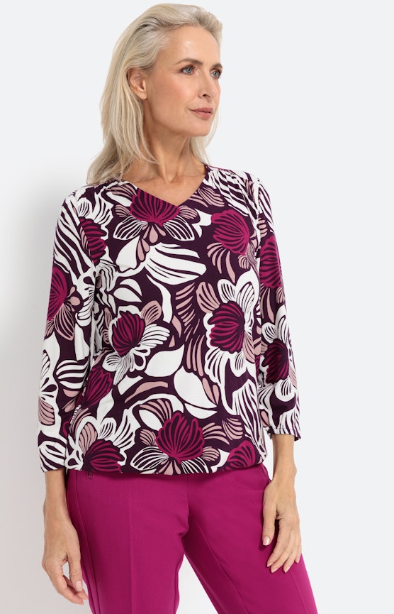 Shirt in bloemdesign met 3/4-mouwen