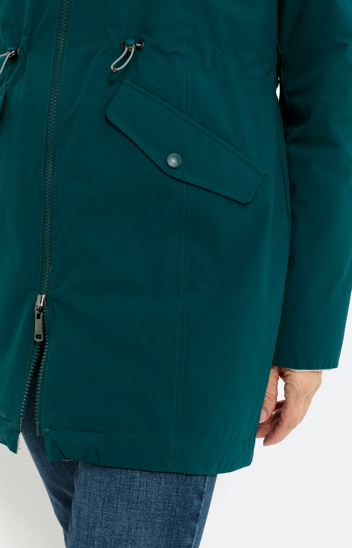 Heuplange tweezijdig te dragen jas