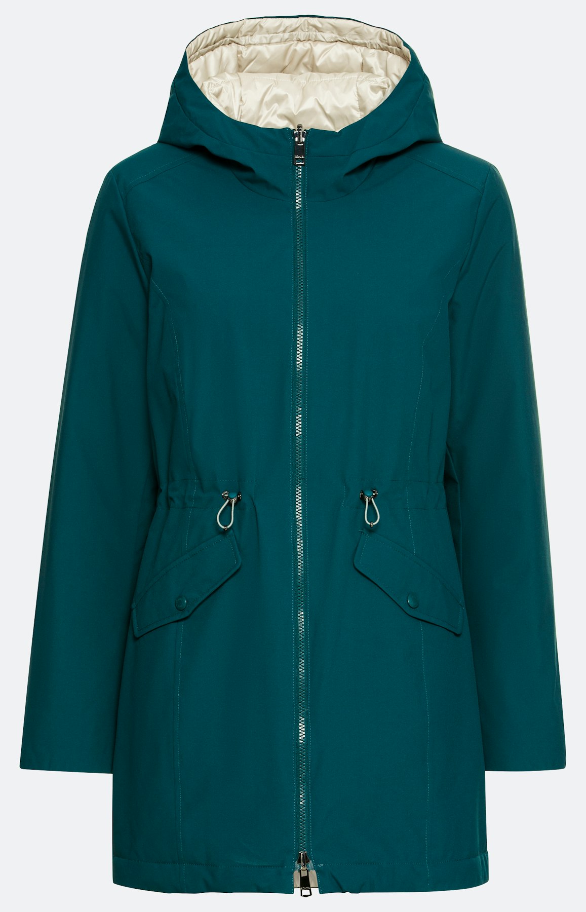 Heuplange tweezijdig te dragen jas