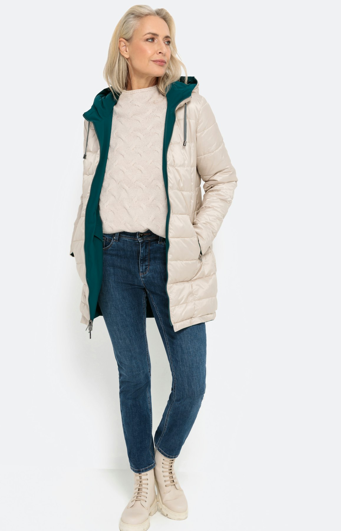 Heuplange tweezijdig te dragen jas