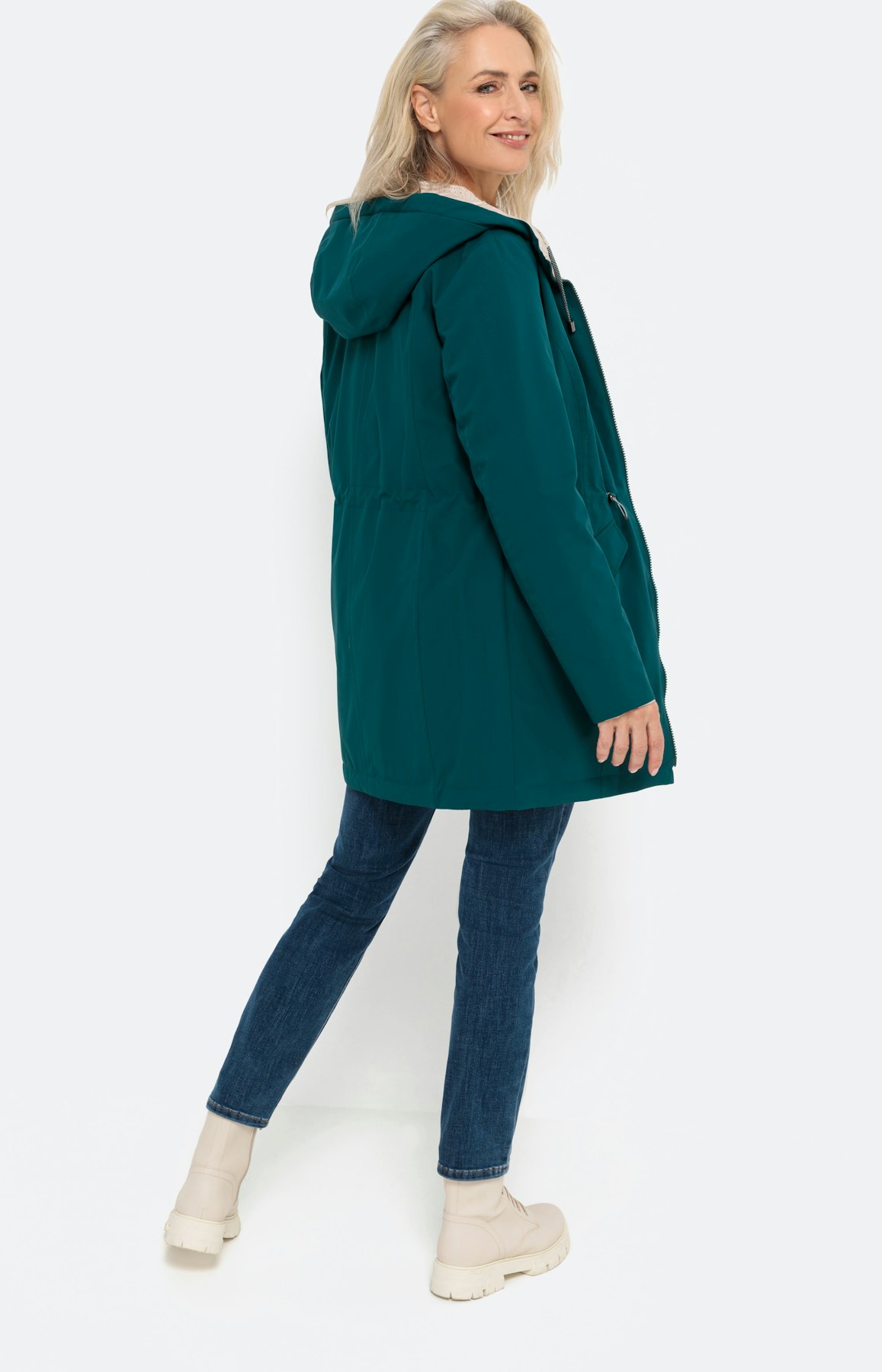 Heuplange tweezijdig te dragen jas