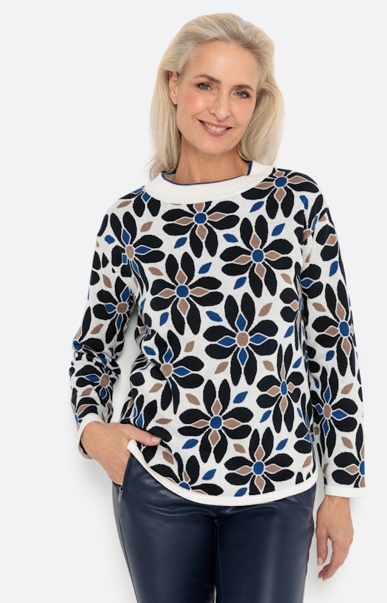 Pullover im Jacquard-Look mit Stehkragen